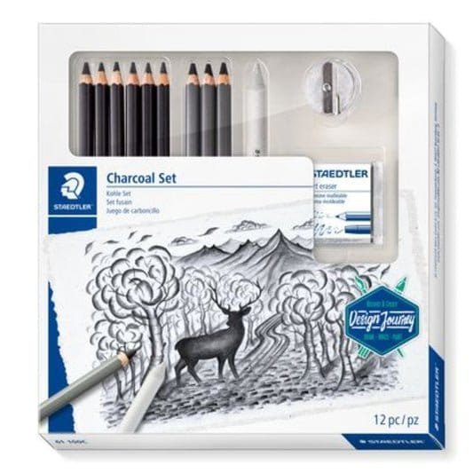 Staedtler Charcoal Set of 12 Pcs || مجموعة ستدلر اقلام فحم 12 قطعة - مكتبة اكسبريس الكويت