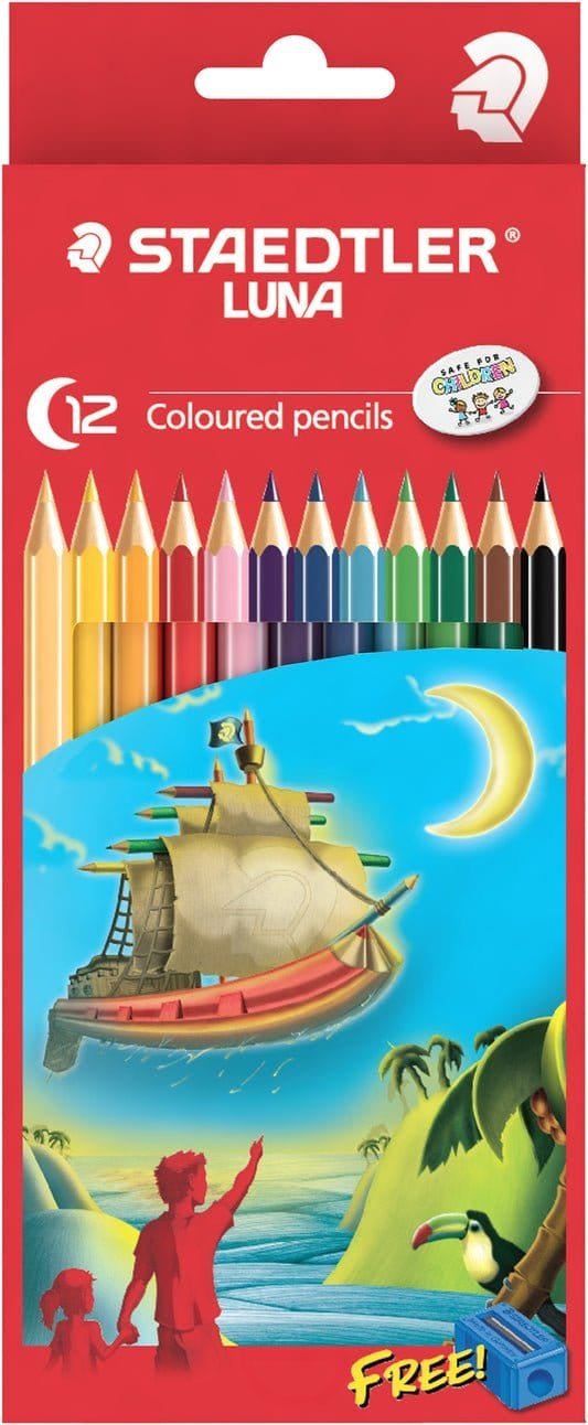Staedtler Luna colored pencils 12 Colors || الوان خشبية ستدلر علبة كرتون الاصدار الاحمر١٢ لون - مكتبة اكسبريس الكويت