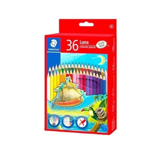 Staedtler Luna colored pencils 36 Colors || الوان خشبية ستدلر علبة كرتون الاصدار الاحمر 36 لون⁩ - مكتبة اكسبريس الكويت