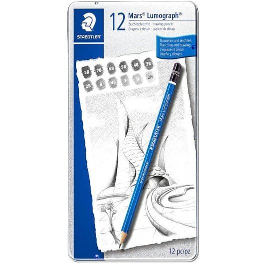 Staedtler Mars Lumograph 12 Sketch Pencils Set || مجموعة اقلام رصاص رسم سكتش ستدلر ١٢ درجة - مكتبة اكسبريس الكويت
