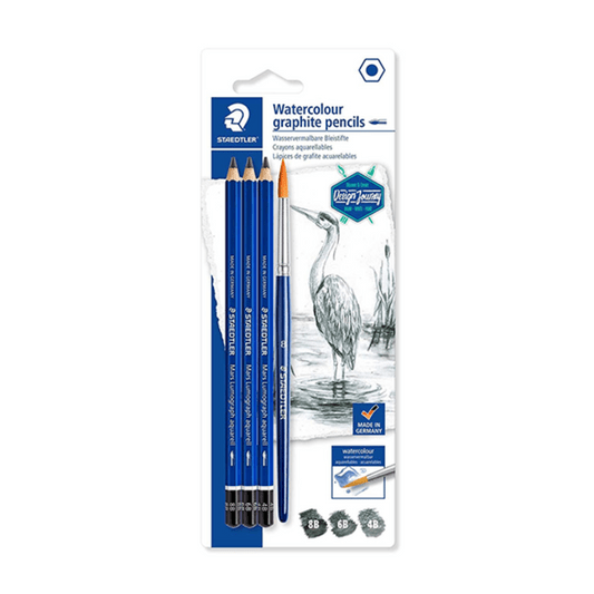 Staedtler Water Colour Graphite Pencils || اقلام فحم مائيه + فرشاه ستدلر - مكتبة اكسبريس الكويت
