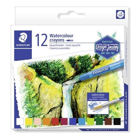 Staedtler Watercolor Crayons Assorted Colours || الوان مائيه شمعية ستدلر 12 لون - مكتبة اكسبريس الكويت