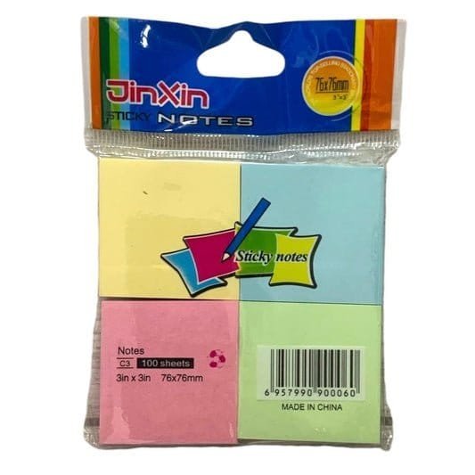 Sticky Notes 4 Colors 3x3 || ورق ملاحظات لاصق ٤ لون حجم ٣*٣ - مكتبة اكسبريس الكويت