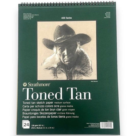 Strathmore Toned Tan Vertical Spiral Sketck Pad 11*14 inch || كراسة رسم ستراثمور تون تان سلك حجم ١١*١٤ - مكتبة اكسبريس الكويت