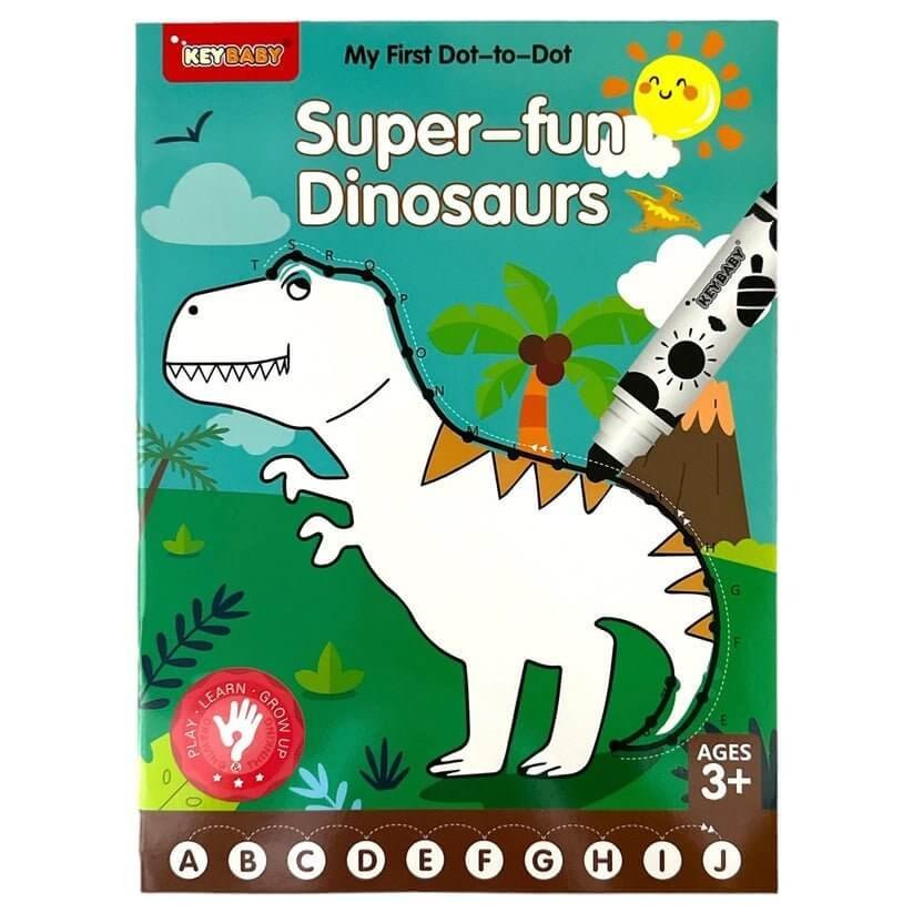 Super Fun Dinosaurs Dot to Dot Coloring Book || دفتر تلوين للاطفال الديناصورات - مكتبة اكسبريس الكويت
