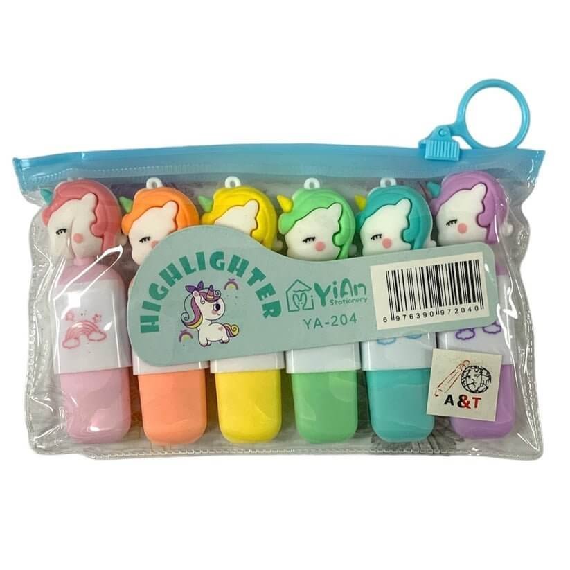 Unicorn Highlighter Set 6 Colors || هايلايتر يونيكورن مجموعة ٦ لون - مكتبة اكسبريس الكويت